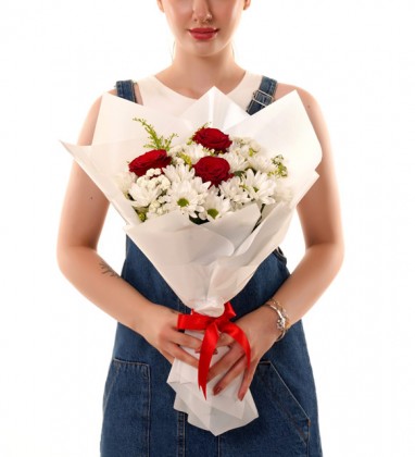 3 Güllü Papatya Buketi