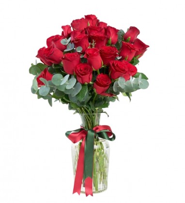 Vazoda 25 Kırmızı Gül